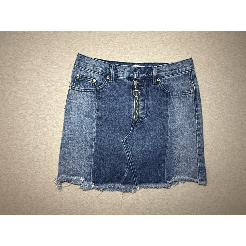 Dance & Marvel Juniors Skirt Two Tone Blue Jean Skirt With Zipper Size 2